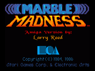 Marble Madness title screen for Amiga